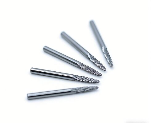 Solid Karbür Döner Çapak SF-43, 1/8 İnç Çap, Sivri Uçlu Ağaç Şekli, Çelik İçin Çift Kesim